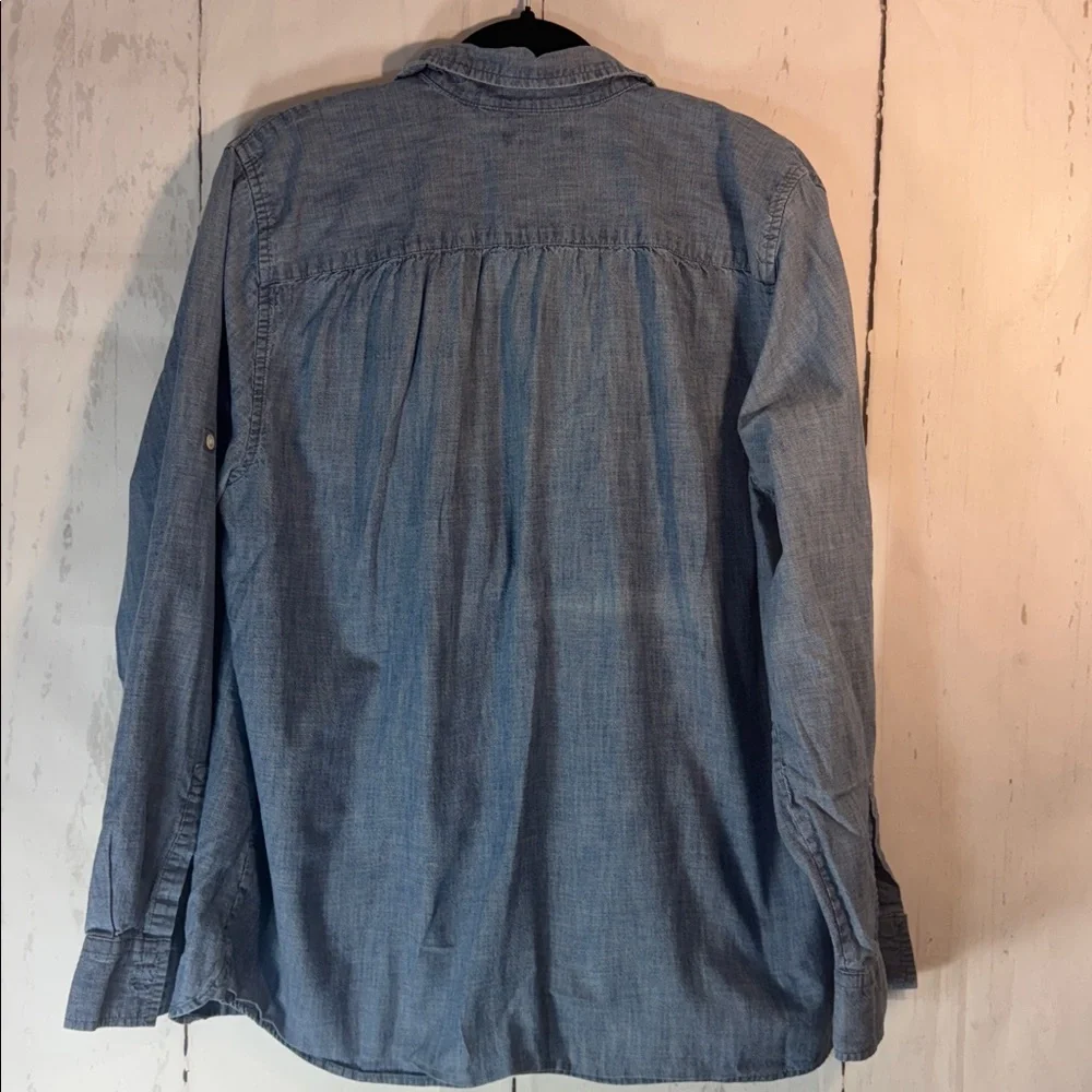 Lands' End Light Blue Denim Casual Button pullover button collar shirt - Picture 6 of 6